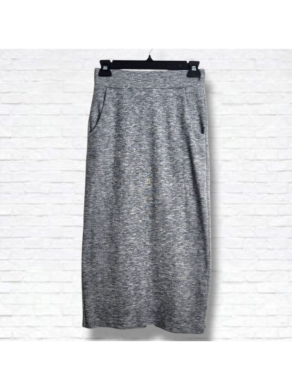 Smash + Tess Chelsea Heathered Grey Pull On Midi Length Pencil Skirt Size XS